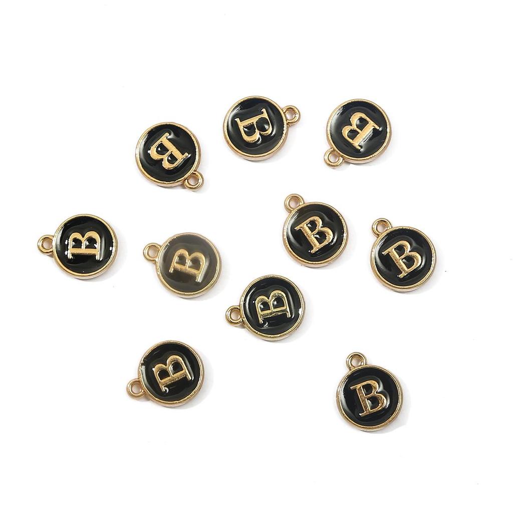 10Pcs 12x2.5mm Alphabet Double Face Charms Pendant Beads for Jewelry DIY Findings