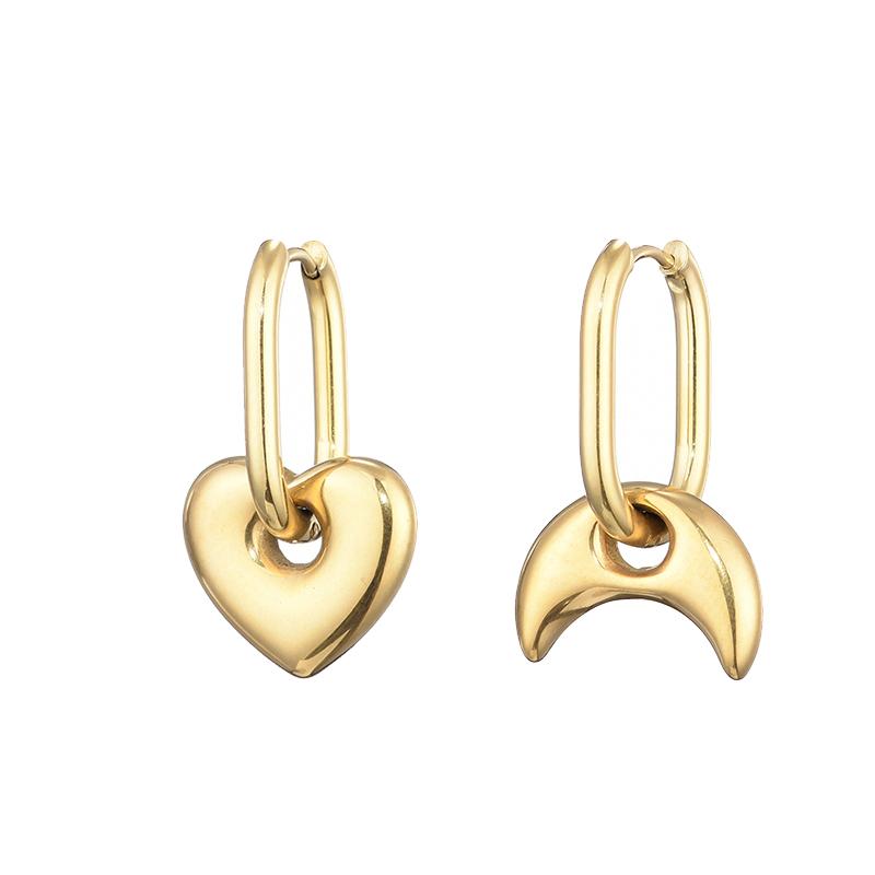 Classic Stainless Steel Heart Star Hoop Earrings For Women Punk Hip Hop Gold Silver Color Y2K Jewelry Female Earrings Oorbellen