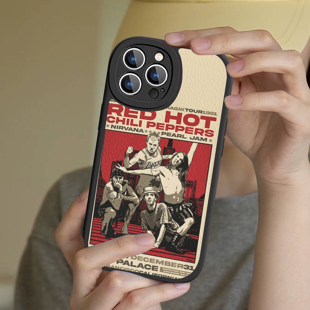 

Red Hot Chili P-Peppers Band For IPhone 16 15 14 13 12 11 Pro Max Plus Shockproof Leather Soft Phone Cover iphone 13