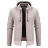 Men S Solid Color Hooded Fleece Knit Cardigan Autumn Winter Casual Coat