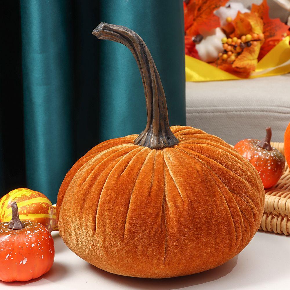 Cute Handmade Exquisite Soft Stuffed Pumpki Pumpkins Decor Plush Throw Pillows Velvet Pillow