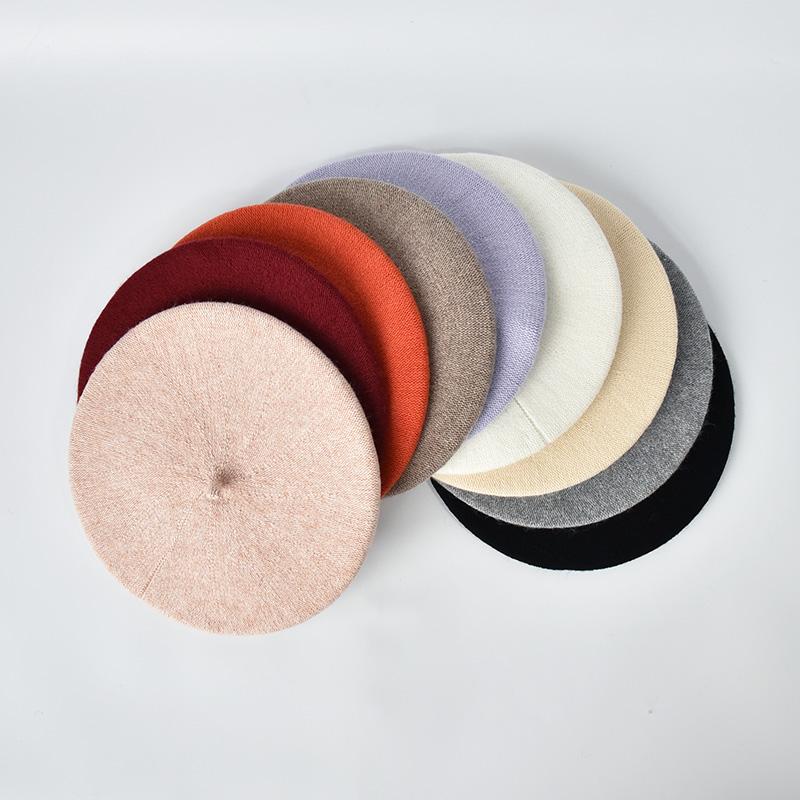 Factory Solid Beret Cap Spring British French Artist Style Elegant Painter Winter Women Knit Custom Wool Beret Hat
