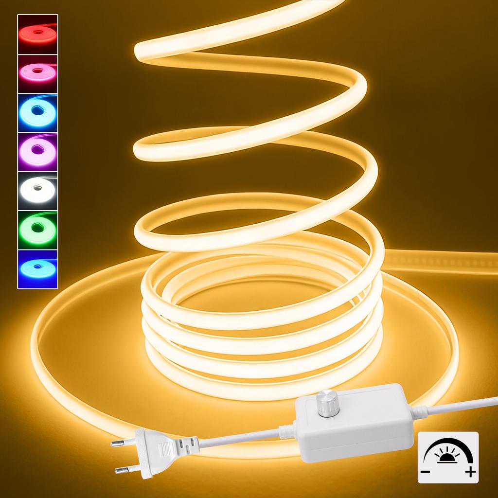 Dimmerable 220V COB Strip Red/I Blue/Pink/Yellow/Green/Pink/White 3000K 4000K 6000K Waterproof Flexible Ribbon LED Neon Light