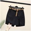 Women's Summer Korean Style High Waist A-Line Pure Cotton Shorts Skirt with Belt
