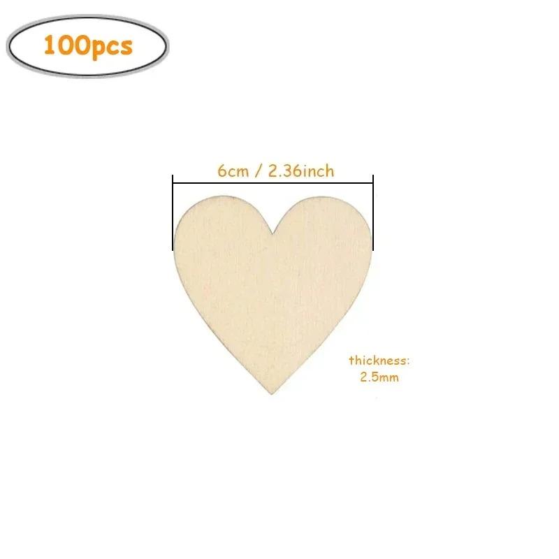 4-6cm Unfinished Wooden Hearts, Blank Wood Heart Slices for DIY Craft, Art, Home Decor, Wedding, Valentine's Day Projects