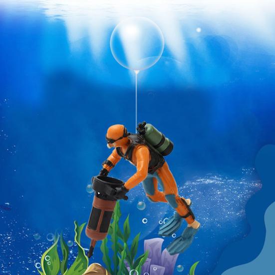 Aquarium Ornament Colorful Floating Design Unique Shape Float Ball with Line Decor Resin Blue Diver Fish Tank Pendant for Underwater