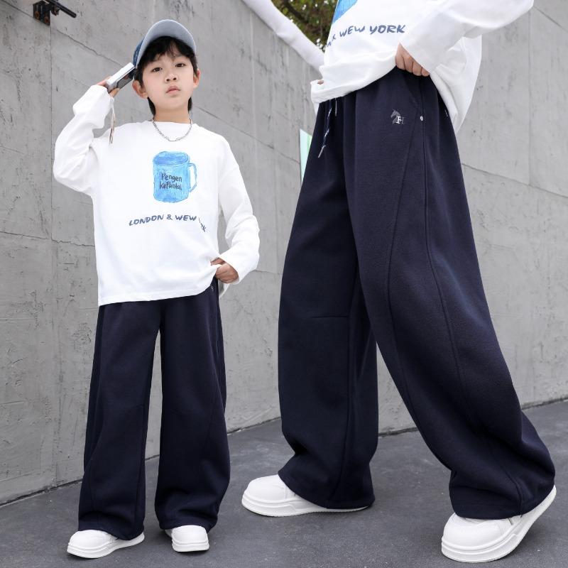 Boys Spring Autumn Solid Color Casual Sports Long Pants For Big Kids