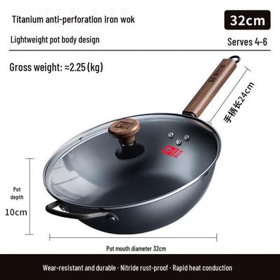 32cm Titan Eisen Antihaft Wok