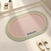 Minimalist Oval Letter Bathroom Mat, Water Absorbent Non Slip Quick Dry Cushioned Shower Floor Mat