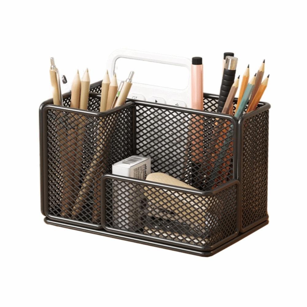 Metal Mesh Desktop Pen Holder Carbon Steel Stationery Storage Rack Mesh Desk Organizer  Desktop Use