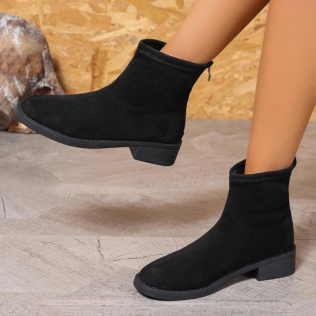 Skor för kvinnor Nya Eleganta Retro Damstövlar Höst Vinter Hög Kvalitet Ankelstövlar Mode Dragkedja Moderna Stövlar Botas De Mujer