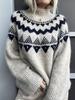 Damski jesienno-zimowy sweter dzianinowy, Retro luźny sweter z wszywanymi rękawami, Prążkowany luźny top