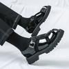 Fashion Men's Sandals 2025 Summer New Breathable Roman Casual Hollow Out Leather Shoes Plus Size Thick Bottom Hole Hole Shoes