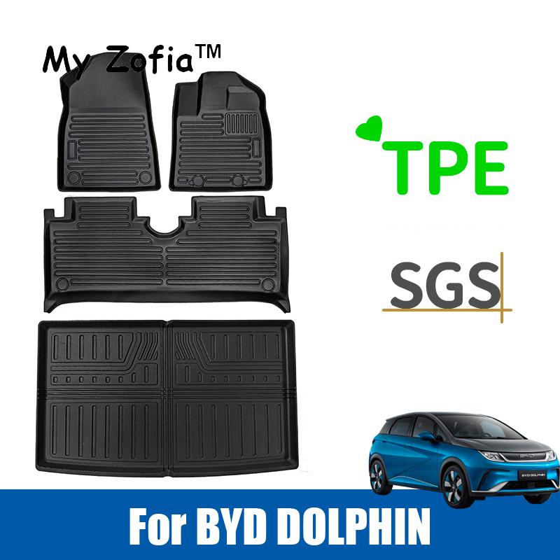 For BYD Dolphin 2023 2024 2025 LHD RHD Car Floor Mats Trunk Mat TPE Waterproof Dirt-resistant Non-slip Carpet Floor Accessories