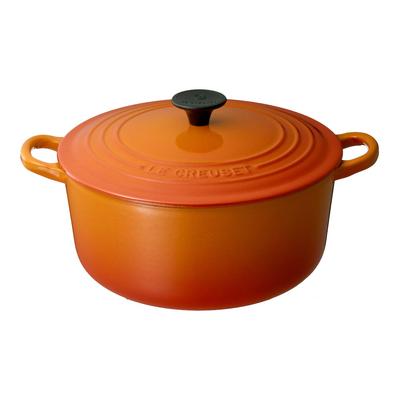 Le Creuset Rund Gryde 20cm Støbejern Emaljeret og Opvaskemaskinesikker Japansk Gryde, Dobbelt Håndtag, Orange, Gas, Induktion, Ovn, [Officielt Produkt]