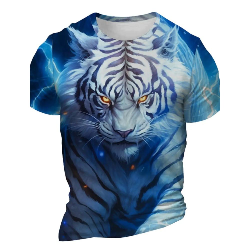 

3D Принт Спорт Быстросохнущий Дышащий Мужской Животный Лео Открытый Уличный Повседневный Фитнес Модный Короткий рукав 6XL