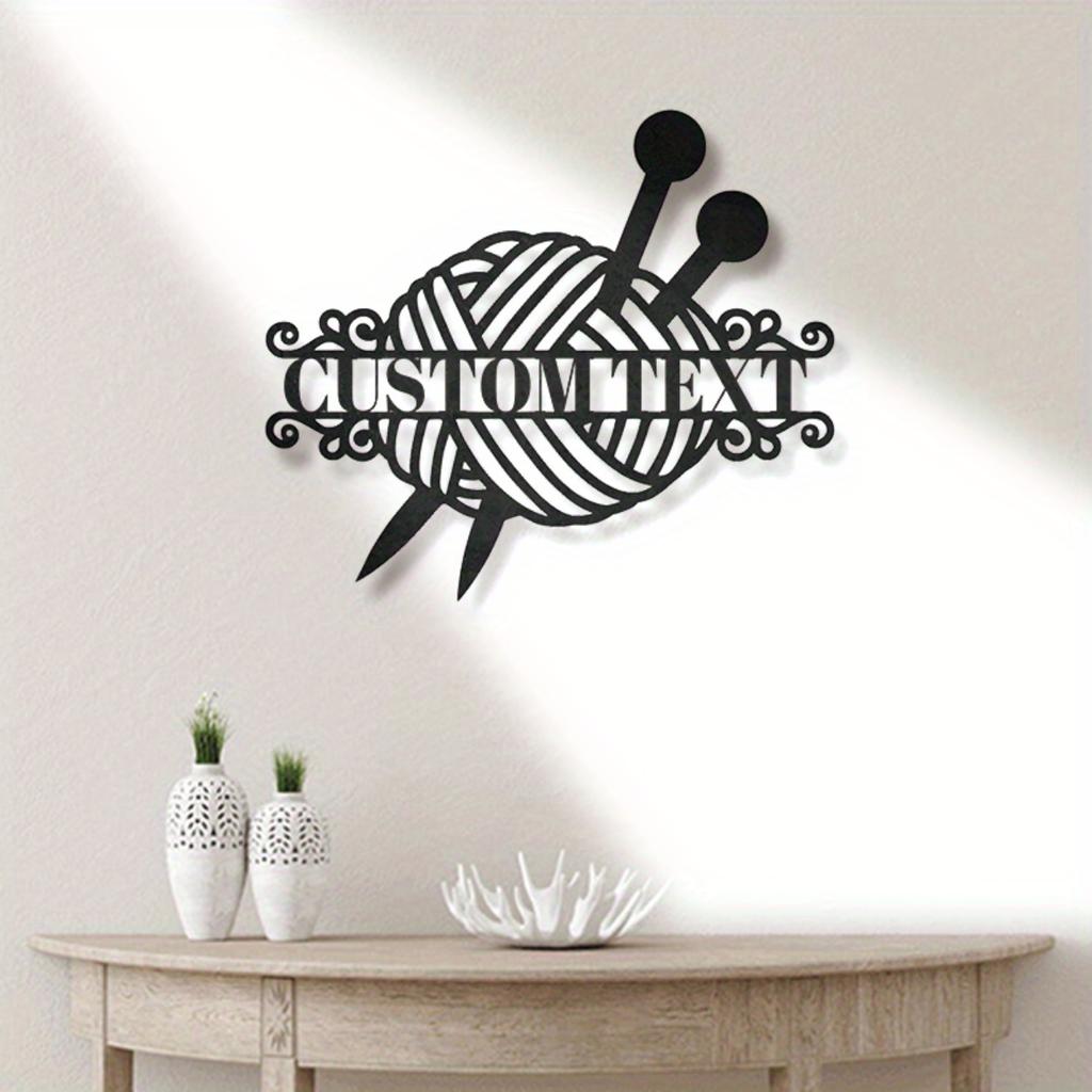 Custom Iron Sign Crochet Knitting Yarn Balls Needles Wall Art Hobbyist Gift Decor