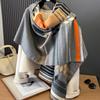 Autumn And Winter Versatile Plaid Double-Sided Warm Imitation Cashmere Scarf Women'S Air Conditioner Shawl With Imitation Cashmere Scarf