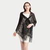 Women Summer Shawl See-through Mesh Thin Tassel Solid Color Soft Decorative Lace Malaysia Women Head Wrap Clothes Accessory