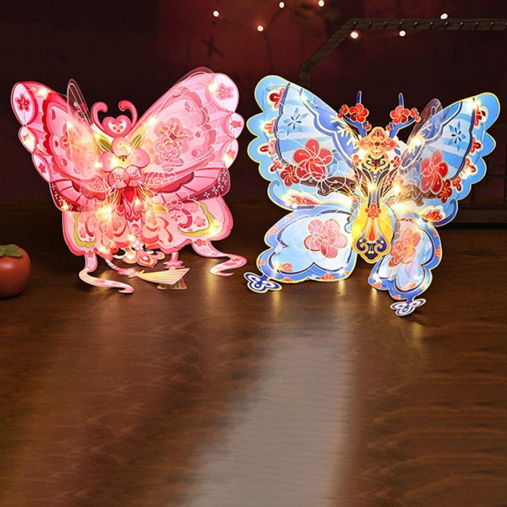 Handmade Mid-Autumn Festival Lantern DIY DIY Material Bag Dragonfly Shape Handheld Glowing Lantern Chinese Style Paper
