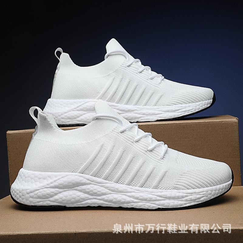 

New fly-woven breathable sneakers hollow out lightweight leisure sports outdoor soft sole lightweight tide 38 белый