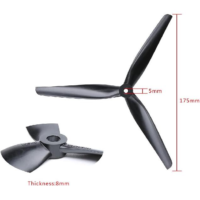 4pcs HQ Macroquad Prop 8X4X3 Tri-Blade Propeller 8 inch CW CCW Propeller Black-Glass Fiber Nylon for RC FPV Drone Quadcopter