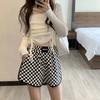 Elastische Taille Plaid Shorts Frau Koreanische Mode Breite Bein Shorts Frau Casual Einfache Gerade Kurze Hosen Frau Sommer
