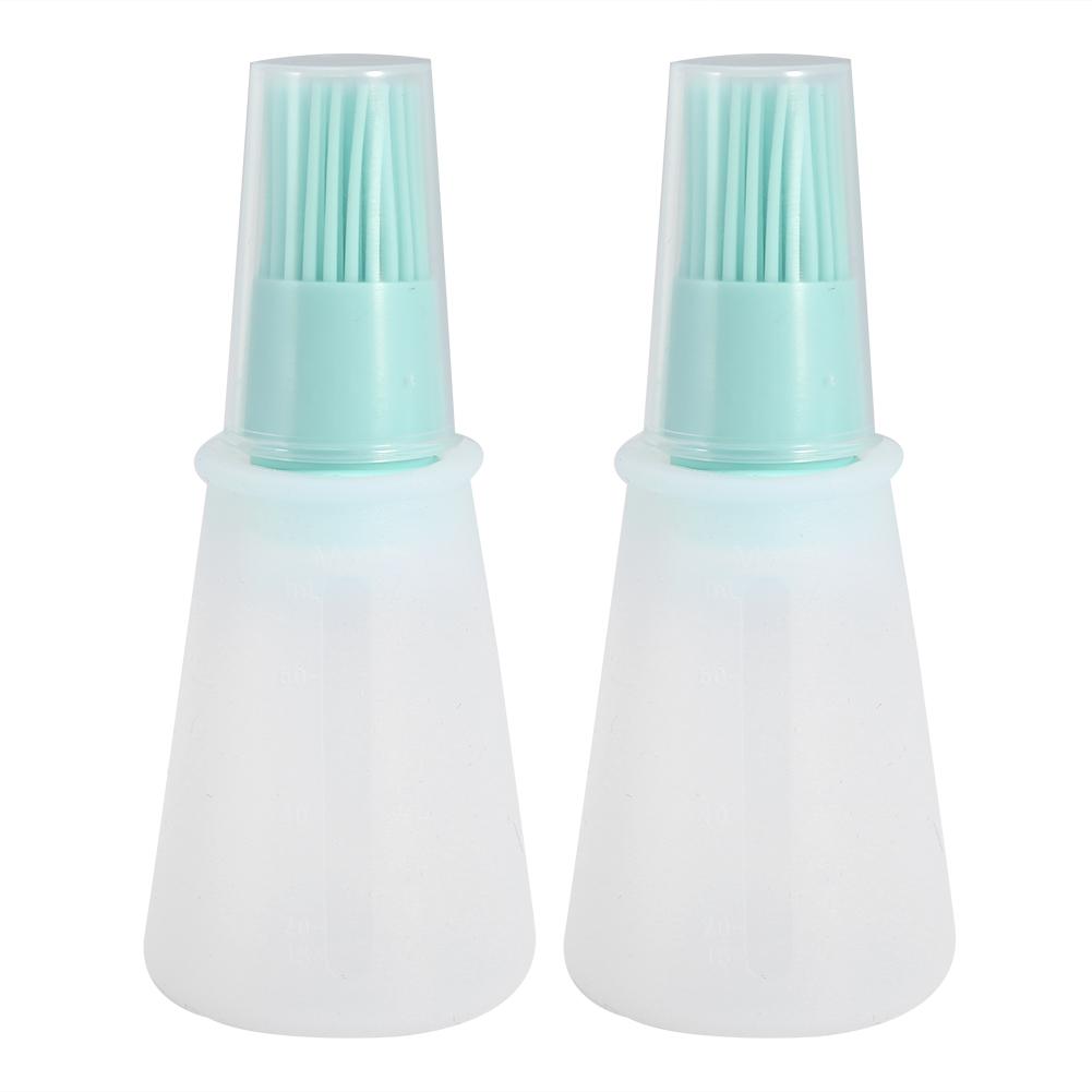 2 Stück Küche Silikon Grillöl Honigflasche Pinsel Kochen Backen BBQ WerkzeugBlau
