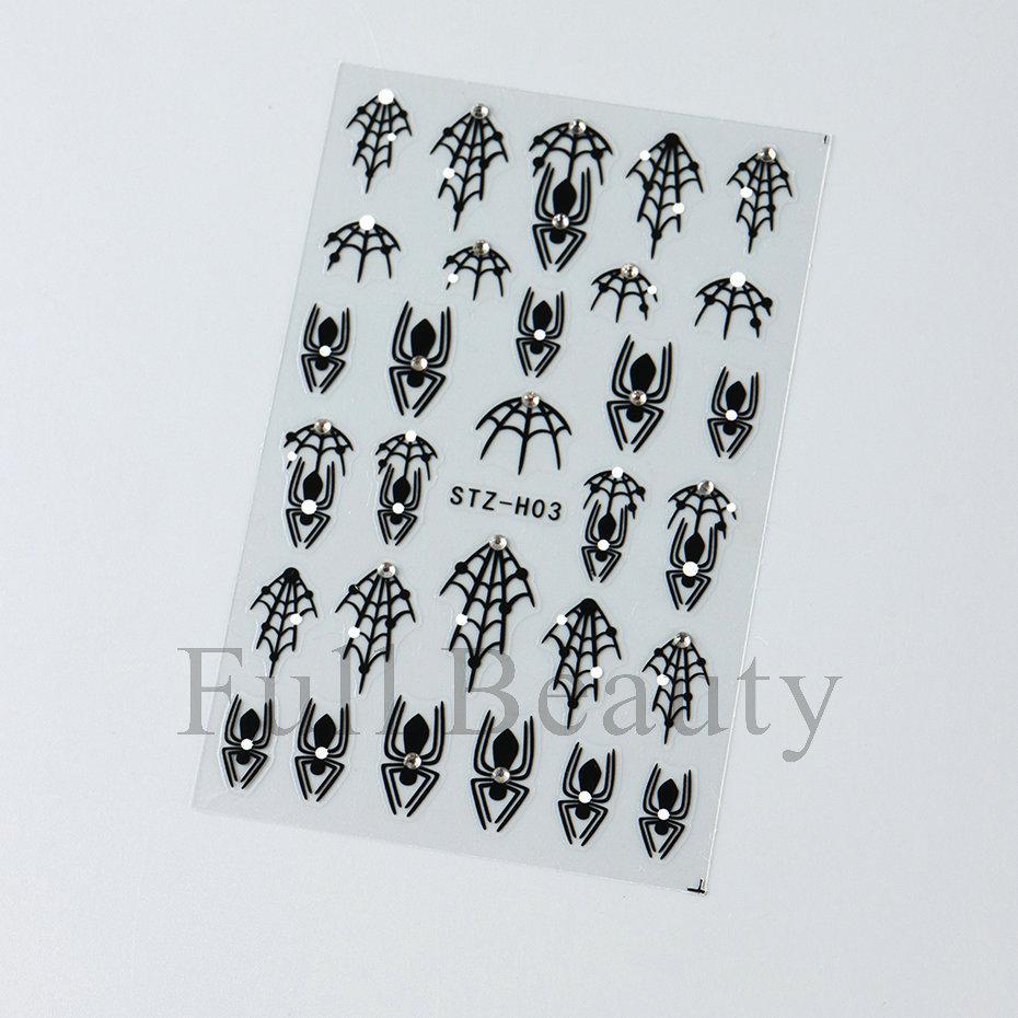 New Nail Art Stickers Ins Halloween Dark Series Spider Web Spider with Diamond Nail Art Stickers