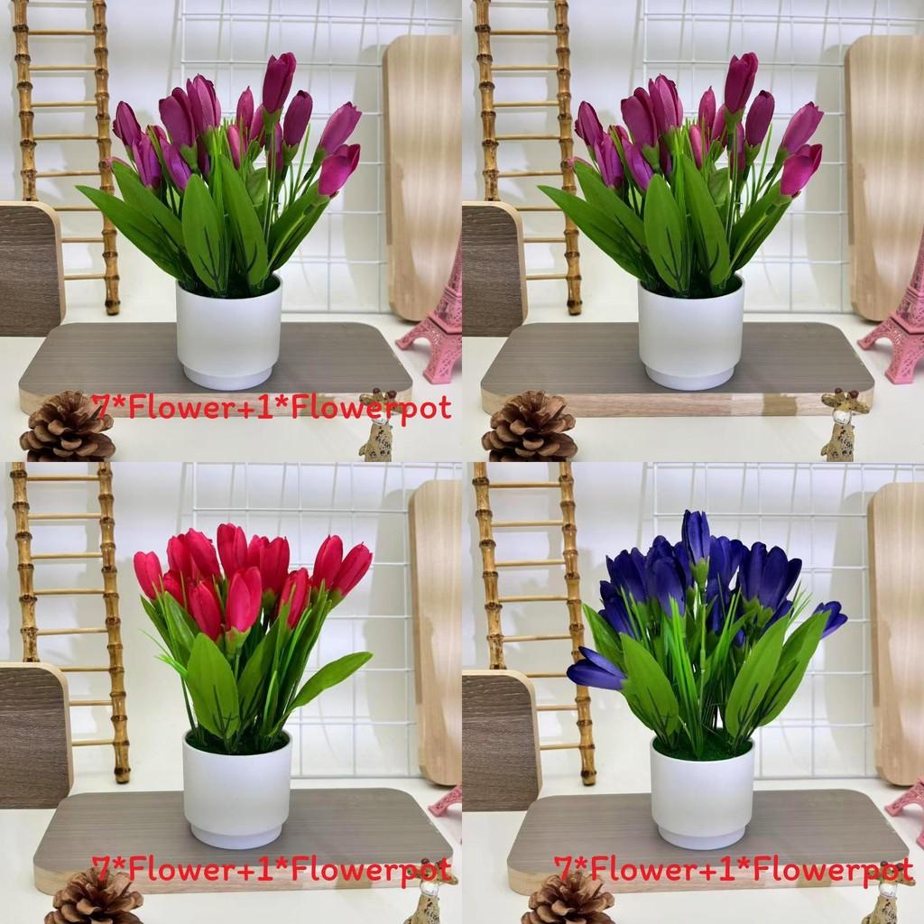 Tulip Faux Potted Plant Decorative Greenery For Party Decorations And Hospitality Settings