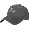 Sea Pirate Skull Graphic Washed Baseball Cap Vintage Adjustable Cotton Dad Hat for Unisex