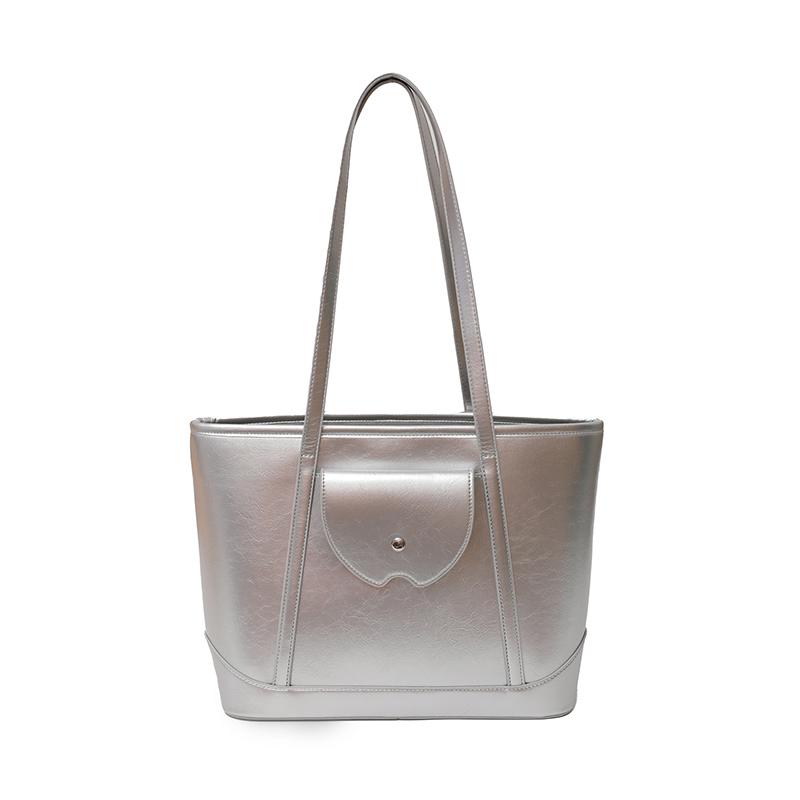 High-capacity feminine tote bag with advanced feel new PU stitching line pattern versatile simplicity single shoulder bag