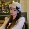 Solid Color Bow Bucket Cap Korean Style Women Bucket Hat Temperament Woolen Fishing Cap  Streetwear
