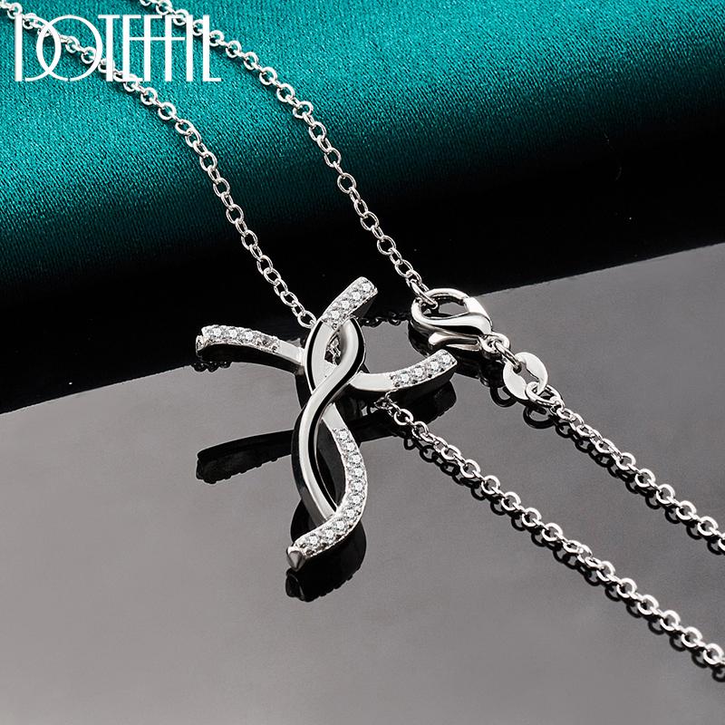 925 srebro skręcony krzyż naszyjnik biżuteria ślubna