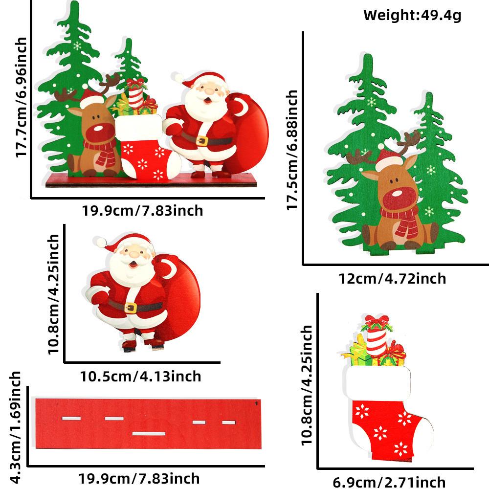 Charming Wooden Christmas Decorations Featuring Snowman Cottage And Santa Tree Design
