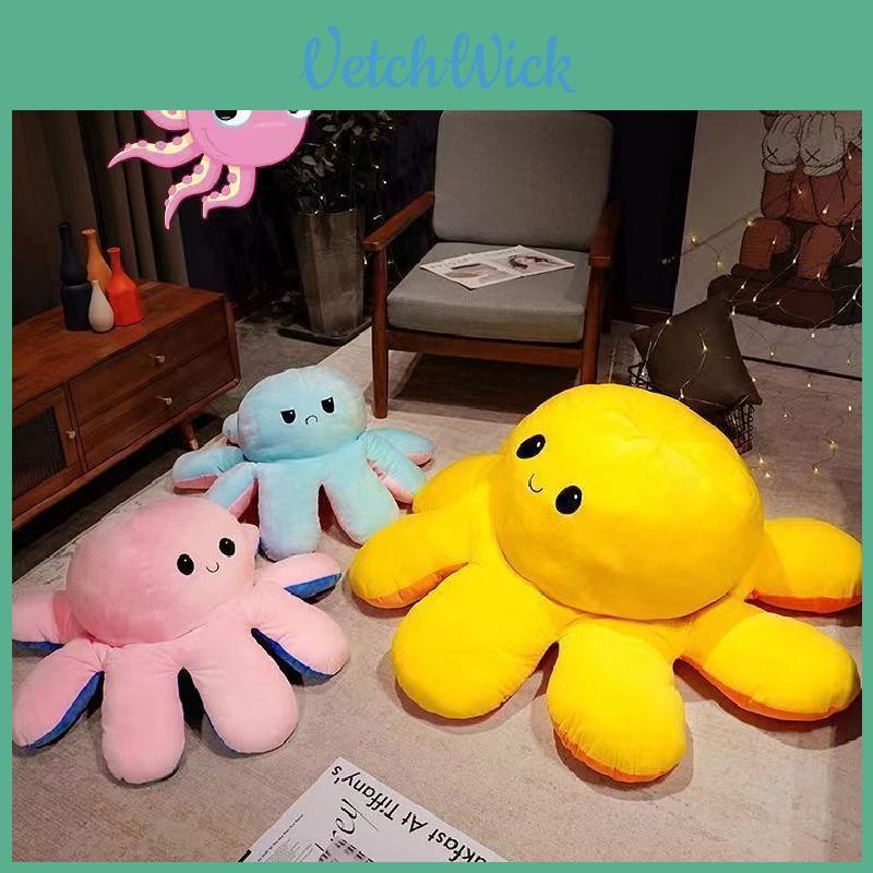 Cute Dualsided Octopus Stuffed Animal With Pp Cotton Filling For Sofa And Playroom Use