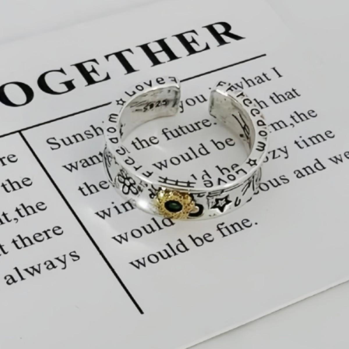 Retro Japanese & Korean Graffiti Letter Flower Ring - Unisex Trendy Fashion Jewelry