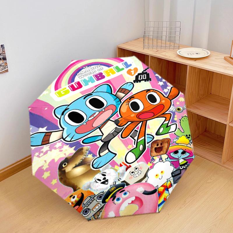 Gumball Darwin Adventure Automatic Umbrella - Suitable Travel Outdoor Portable Umbrella Birthday Gift Daily Essentials