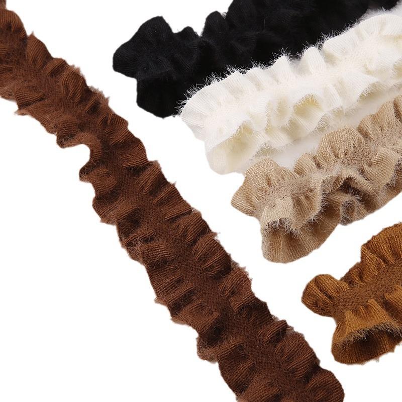 5yards Double-Side Pleated Plush Knitting Lace Trimming Ribbon for DIY Bows Clothing Decor Sewing Supplies Crafts Accessories