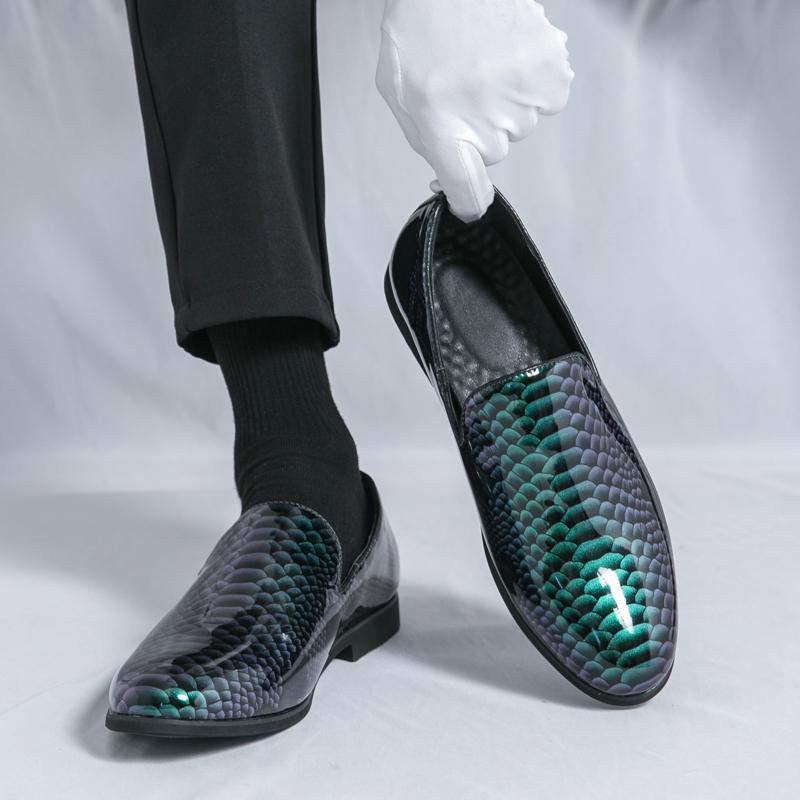 Mode Business Herren Slipper Grün PU Ein-Fuß Casual Bequem und Hochwertig Kleine Lederschuhe für Büro und Gesellschaftlichen Gebrauch Größe 38-46