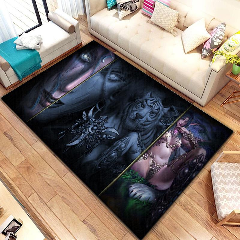 Spiel World of Warcraft Teppich für Wohnzimmerteppiche Camping Stranger Things Picknickmatte Rutschfester E-Sport-Teppich Yogamatte Fans Geschenk