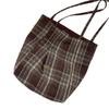 Woolen plaid retro handbag large capacity versatile shoulder bag college student double-sided backpack