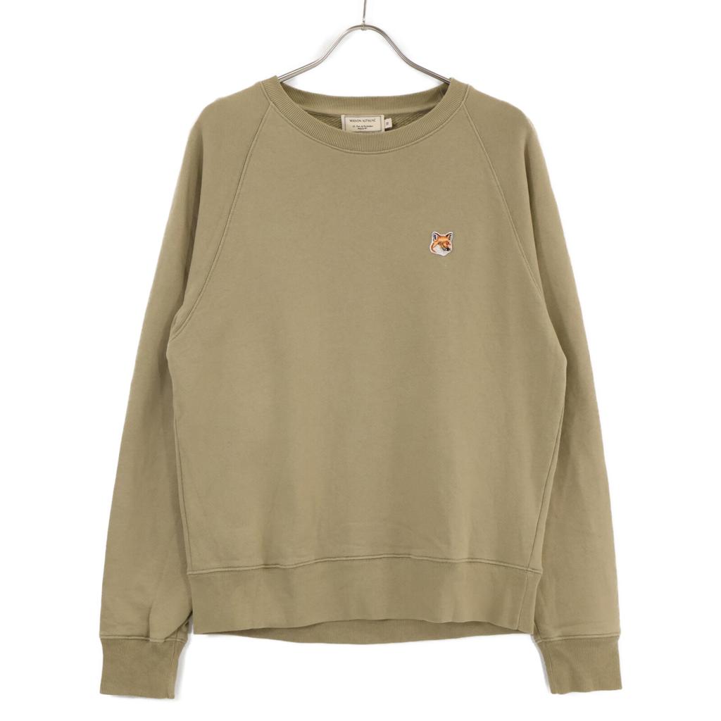 Maison Kitsune Khaki Beige Fox Head Crew Neck Sweatshirt Tops M khakiUsed
