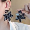 Leopard Print Acrylic Flower Stud Earrings Retro Exaggerated Temperament Earrings Fashion Light Luxury High Sense Earrings