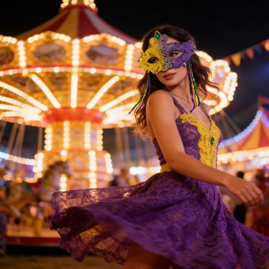 Mardi Gras Mask with Rhinestones Half Face Carnival Mask Sequins Tassel Masquerade Party Mask