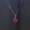 Vintage Red Zircon Heart Pendant Necklace for Women Girls 2025 New Fashion Gold Color Thin Chain Neckalces Wedding Zircon Gifts