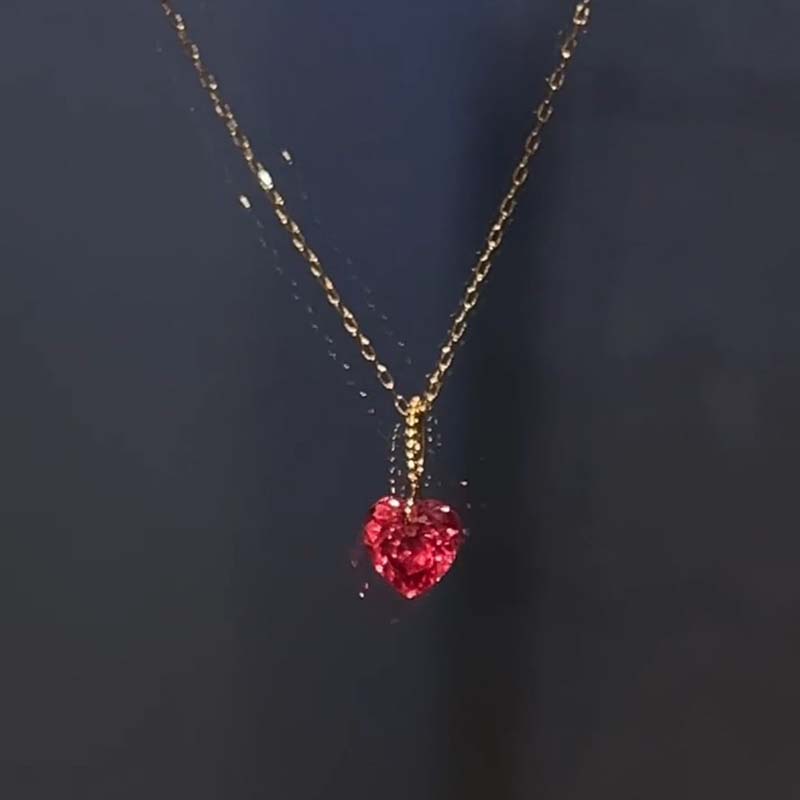 Vintage Red Zircon Heart Pendant Necklace for Women Girls 2025 New Fashion Gold Color Thin Chain Neckalces Wedding Zircon Gifts