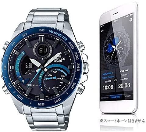 Casio EDIFICE Bluetooth Solar Chronograph Watch ECB-900DB-1B Calendar Analog-Digital Black Blue Stainless Steel Water-Resistant Business Sports
