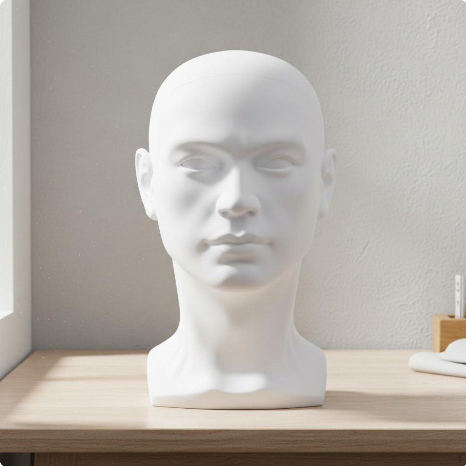 Męska Głowa Manekina Materiał PVC Stojak na Peruki Stabilna Podstawa do Sklepu Detalicznego, Handlu Matte White L white