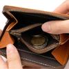 [e-mono] Genuine Leather Coin Purse with Skimming Prevention, Tochigi Leather, Men's Coin Case with Round Zipper, Women's Cowhide Leather, Handmade